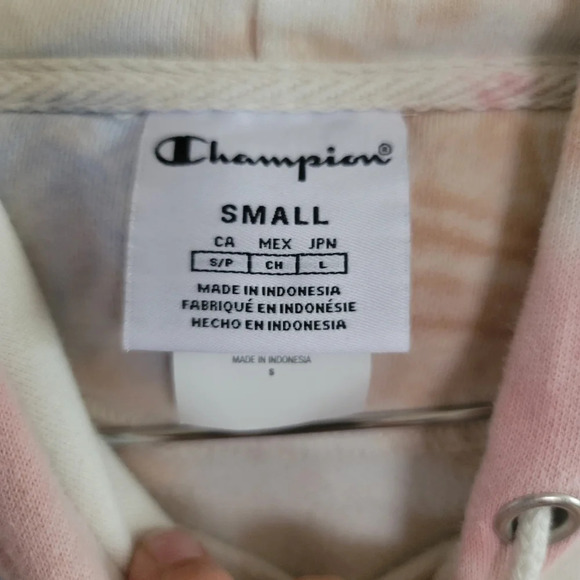 CHAMPION, Womens Pullover Hoodie, Pink, Blue &Orange Sun Wash, Size Small - Picture 6 of 10